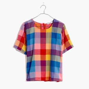 Madewell Boxy Button-Back Top in Oversized Gingham Check XXS